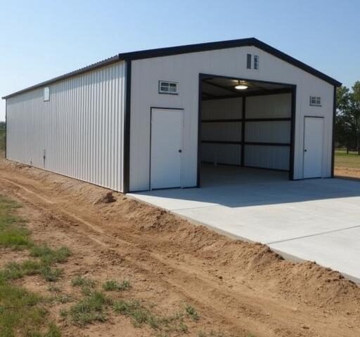 A variety of steel barndominium kits showcasing different designs and sizes for home construction.