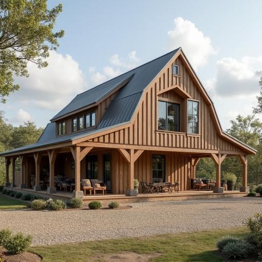 Interior of a stylish 40X60 barndominium with open concept living and high ceilings