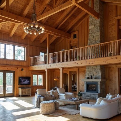 Stylish barndominium with loft, showcasing an open layout and modern amenities in a country setting