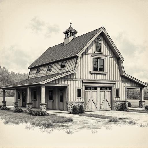 Innovative barndominium with shop floor plans designed for comfort and efficiency in rural living.