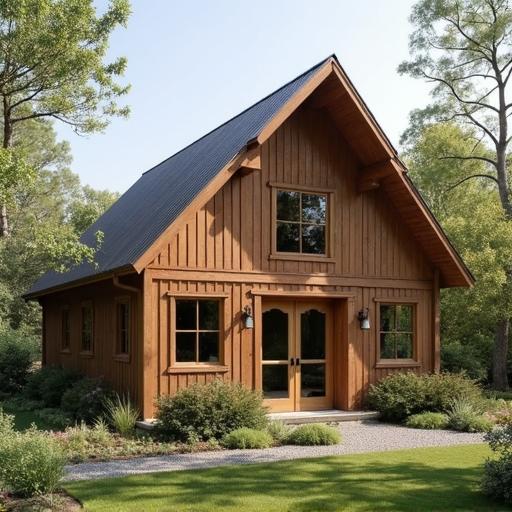 Low cost simple barndominium featuring a spacious layout and energy-efficient materials for affordable living