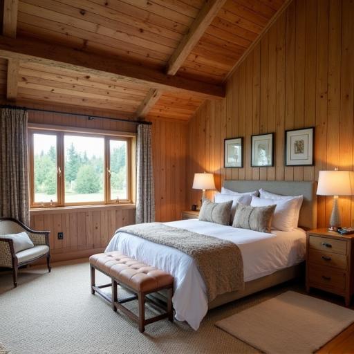 Spacious one bedroom barndominium with a charming interior and beautiful outdoor views