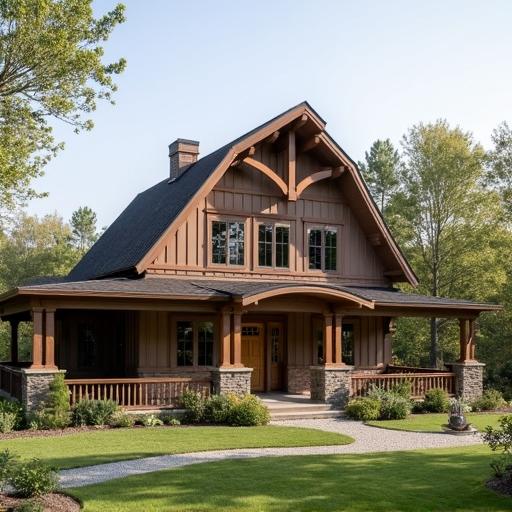 Exterior view of a one story barndominium, blending rustic charm with contemporary architecture