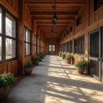 A stunning luxury barndominium showcasing modern design amidst a picturesque rural landscape.