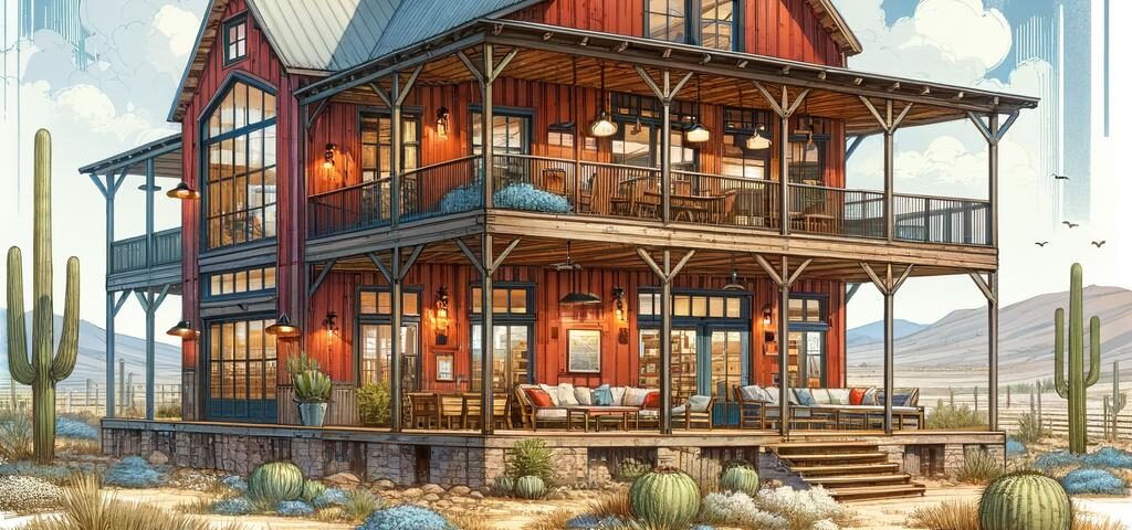 Spacious 3 bedroom barndominium Arizona with modern amenities and rustic charm.