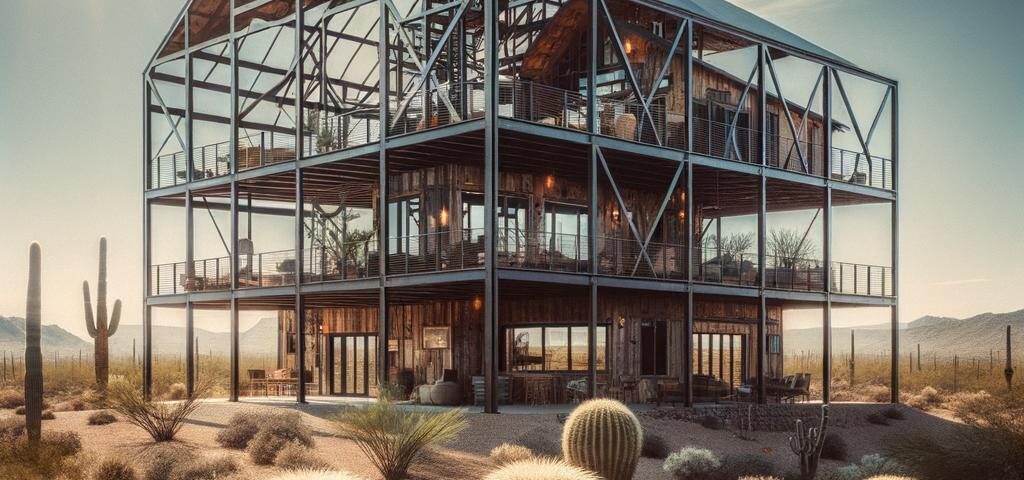 A stunning Arizona steel frame barndominium showcasing modern design and spacious living areas.