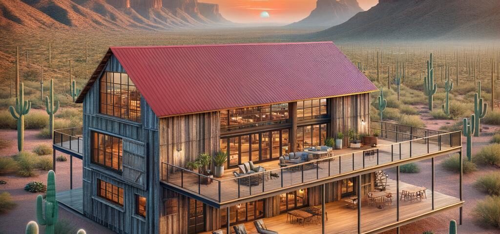 Beautiful custom barndominium in Arizona showcasing modern design and rustic charm.