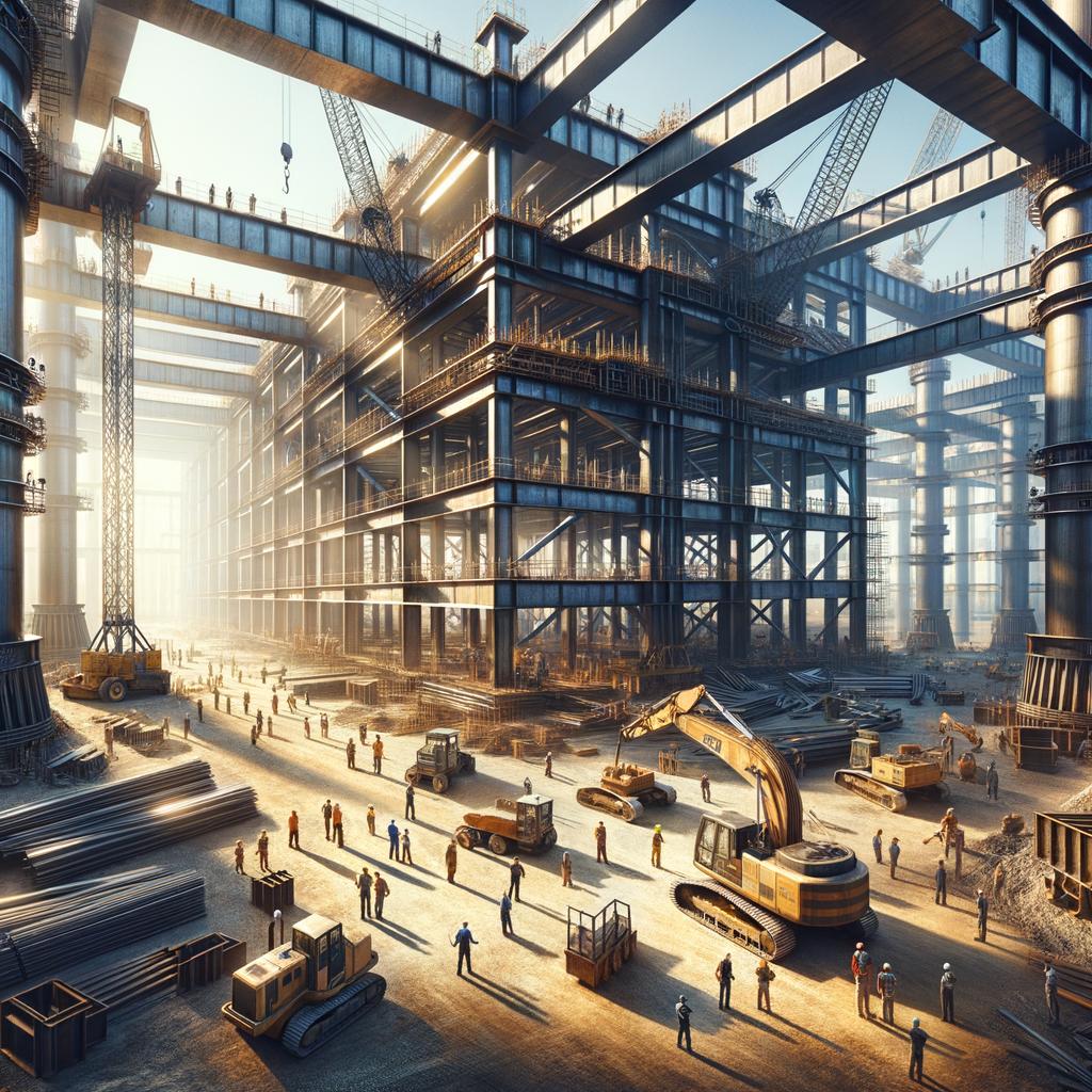 Close-up of durable steel construction elements highlighting strength and longevity in modern architecture