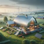 Modern energy efficient steel barndominium showcasing sustainable design and eco-friendly features in a picturesque rural setting.
