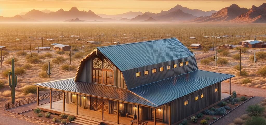 Fire resistant barndominium in Arizona showcasing durable materials and modern design features.