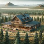 Exterior view of a FLAGSTAFF BARNDOMINIUM showcasing its modern design against a scenic backdrop.