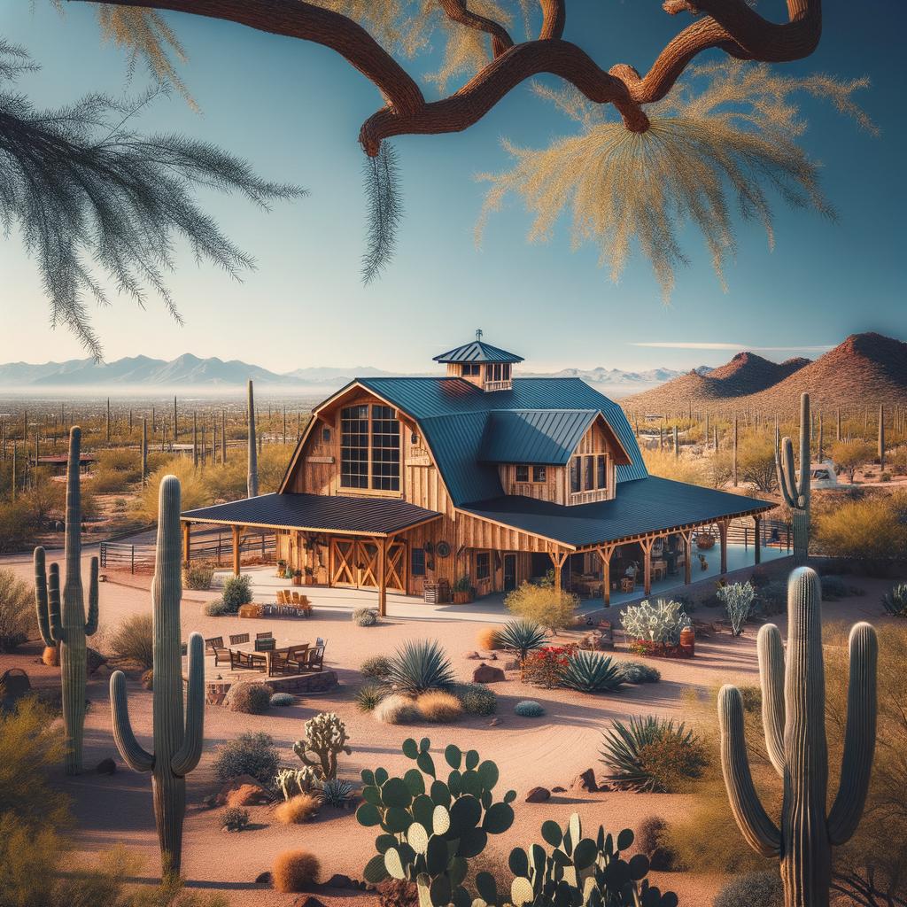 A Maricopa County barndominium featuring spacious interiors and unique architecture, perfect for country living