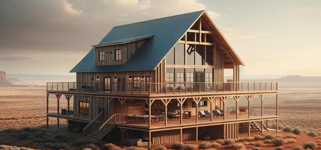 Stylish MESA BARNDOMINIUM showcasing modern design with rustic charm and expansive outdoor space.