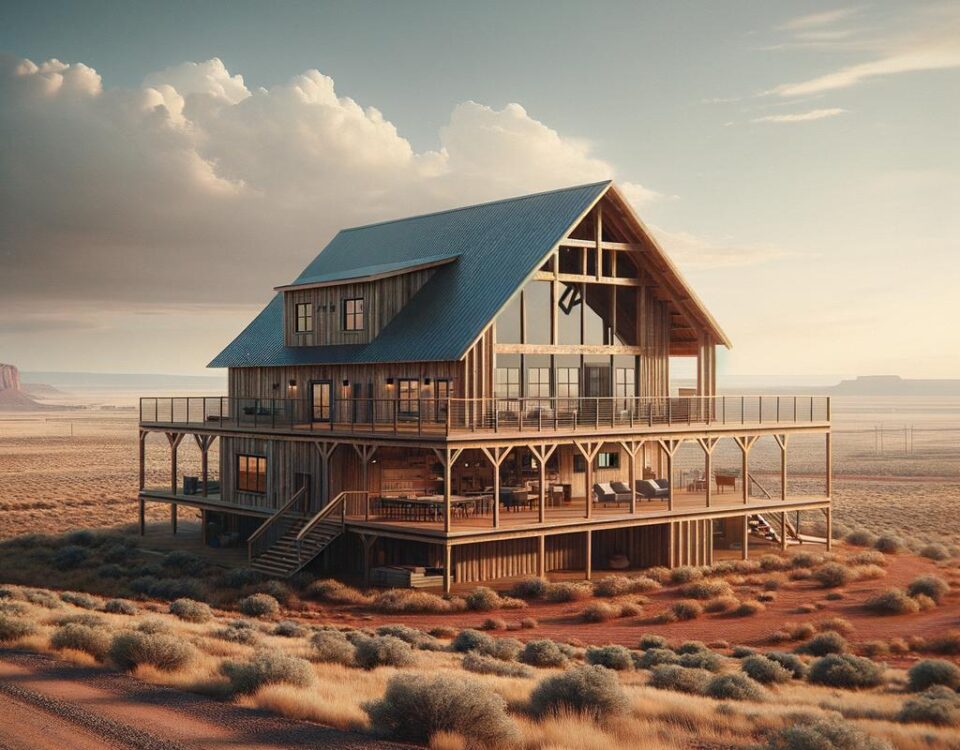 Stylish MESA BARNDOMINIUM showcasing modern design with rustic charm and expansive outdoor space.