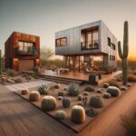 Modern metal building homes Arizona featuring sleek designs and energy-efficient features in a desert landscape.