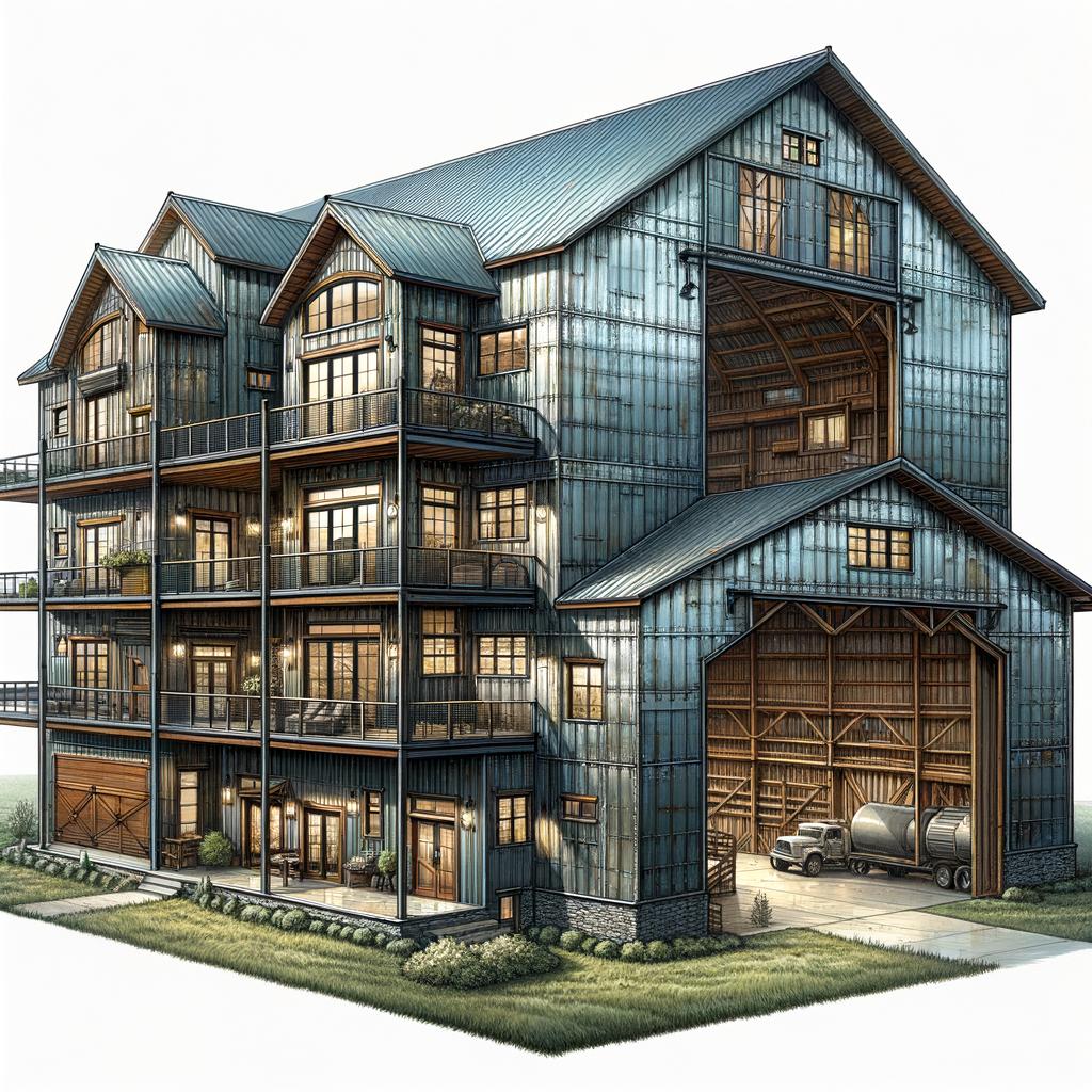 Exterior view of a metal construction barndominium showcasing its durable design and expansive outdoor space