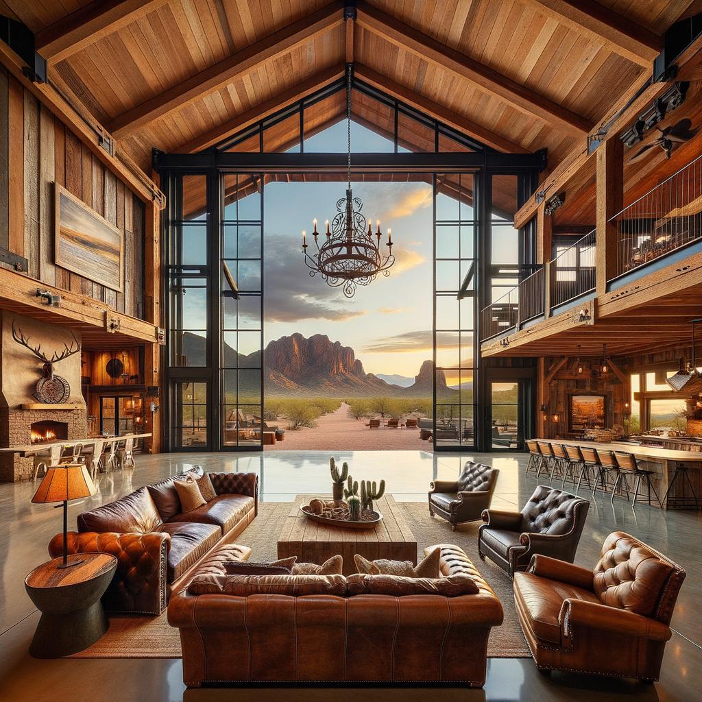 Stunning open living barndominium Arizona set in a picturesque desert landscape