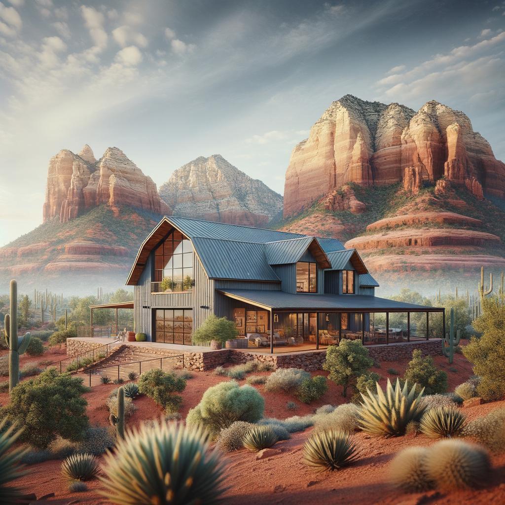 Elegant Sedona barndominium showcasing rustic charm in a picturesque Arizona setting