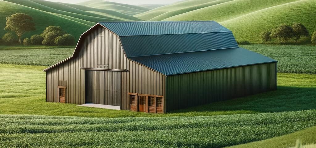 Exterior view of a SHOW LOW STEEL BARNDOMINIUM showcasing modern design and steel construction