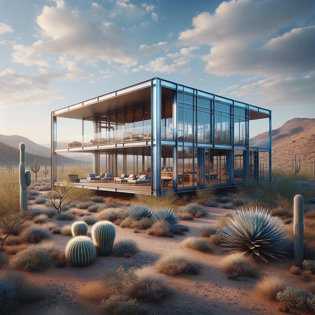 Stylish steel frame home in Arizona blending contemporary design with the region's desert landscape