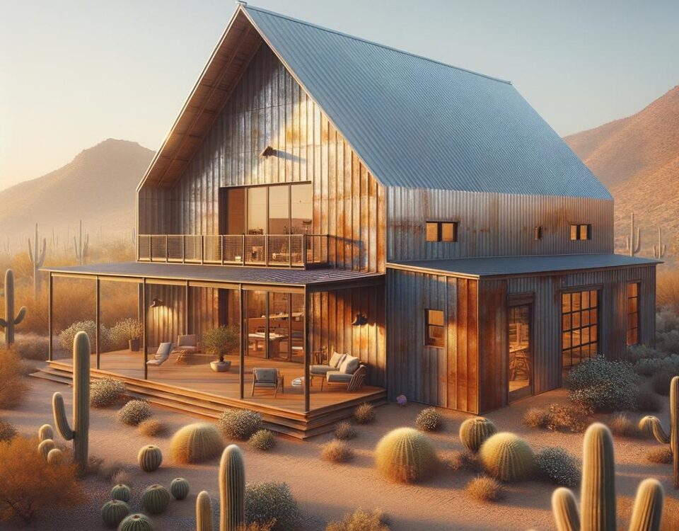 Stylish Tucson steel barndominium showcasing modern design and spacious interior features.