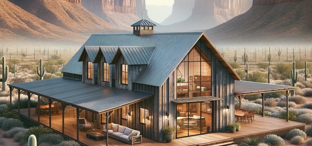 A stunning turnkey barndominium Arizona showcasing modern design and beautiful rural surroundings.