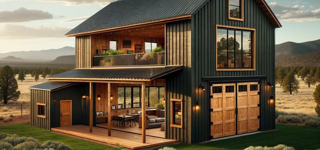 A beautiful Yavapai County barndominium showcasing rustic design and modern amenities in the Arizona countryside.